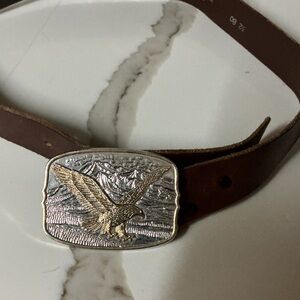 American Eagle Outfitters Brown Belt with Eagle Silver and Gold Buckle